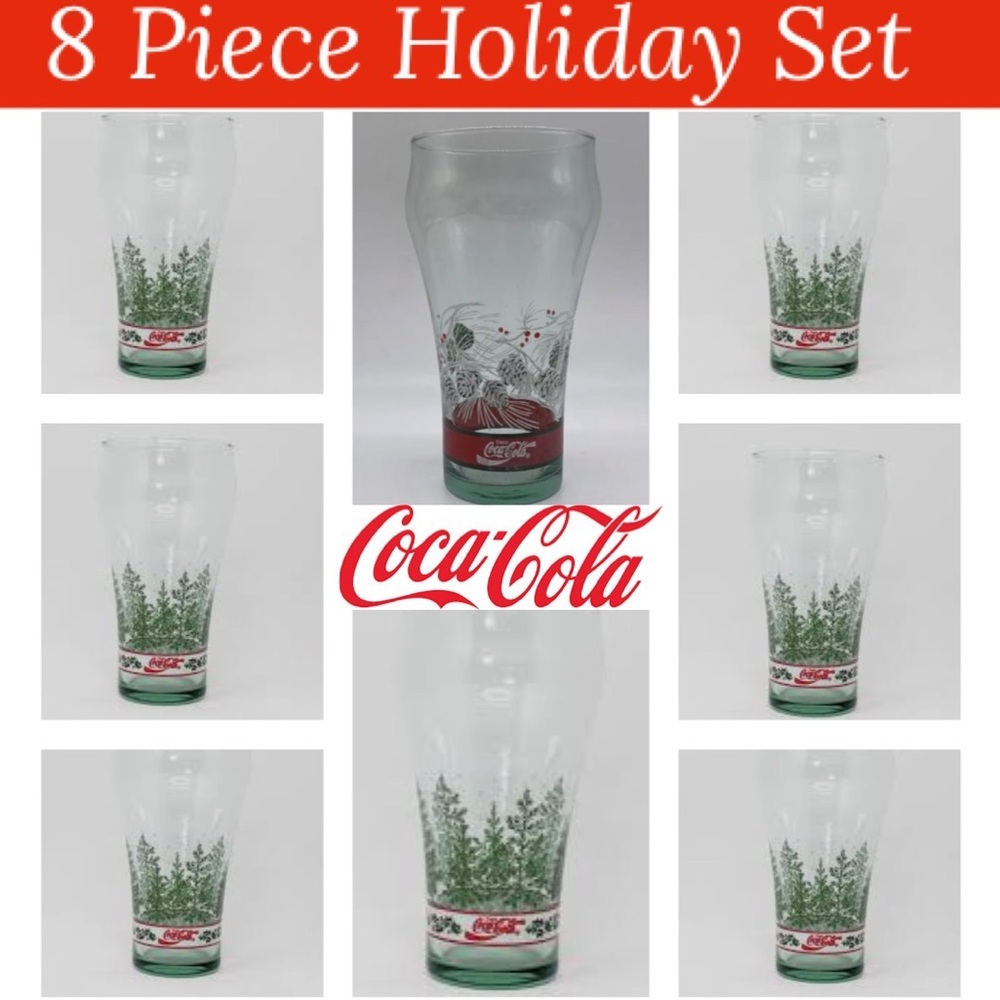 Vintage Coca Cola Collectible Christmas Glasses Set Coca Cola Holiday Collection
